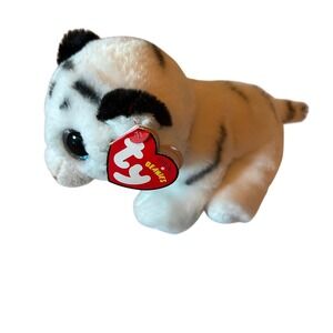 Ty‎ Beanie Babies Tundra White Tiger Plush Stuffed Animal Large Eyes Rare